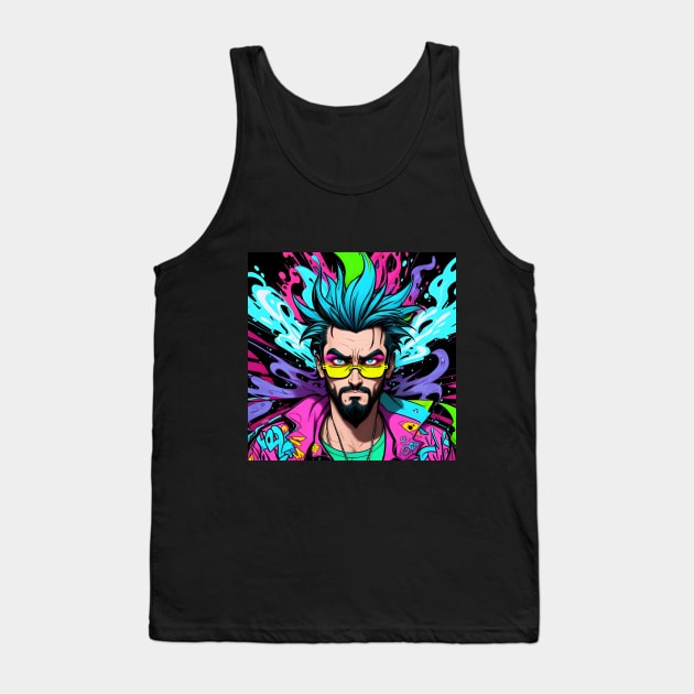 Man with colorful mohican Tank Top by gosecreativo20